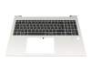 Clavier incl. topcase DE (allemand) noir/argent avec rétro-éclairage original pour HP EliteBook 860 G11