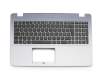 Clavier incl. topcase DE (allemand) noir/argent original pour Asus R542UQ