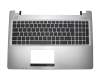 Clavier incl. topcase DE (allemand) noir/argent original pour Asus VivoBook S550CA