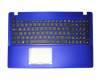 Clavier incl. topcase DE (allemand) noir/bleu original pour Asus X552EA