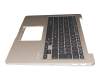 Clavier incl. topcase DE (allemand) noir/champagne avec rétro-éclairage original pour Asus VivoBook 14 A411U