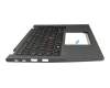 Clavier incl. topcase DE (allemand) noir/gris avec rétro-éclairage et mouse stick (no WWAN) original pour Lenovo ThinkPad X13 Yoga G3 (21AW/21AX)