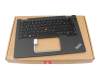Clavier incl. topcase DE (allemand) noir/gris avec rétro-éclairage et mouse stick (no WWAN) original pour Lenovo ThinkPad X13 Yoga G3 (21AW/21AX)