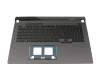 Clavier incl. topcase DE (allemand) noir/gris avec rétro-éclairage original pour Asus G713PU