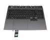 Clavier incl. topcase DE (allemand) noir/gris avec rétro-éclairage original pour Lenovo Legion Pro 5-16ACH6H (82JQ) JVHFC1