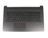 Clavier incl. topcase DE (allemand) noir/noir (avec TP/DVD, structure de surface « noir brossé ») original pour HP 17-ca0000