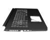 Clavier incl. topcase DE (allemand) noir/noir avec rétro-éclairage original pour Acer Nitro 5 (AN517-54)