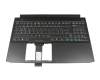 Clavier incl. topcase DE (allemand) noir/noir avec rétro-éclairage original pour Acer Predator Helios 300 (PH315-52)