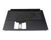 Clavier incl. topcase DE (allemand) noir/noir avec rétro-éclairage original pour Acer Predator Helios 300 (PH317-54)