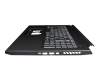 Clavier incl. topcase DE (allemand) noir/noir avec rétro-éclairage original pour Acer Predator Helios 300 (PH317-55)