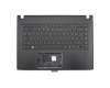 Clavier incl. topcase DE (allemand) noir/noir avec rétro-éclairage original pour Acer TravelMate P2 (P249-M)