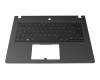 Clavier incl. topcase DE (allemand) noir/noir avec rétro-éclairage original pour Acer TravelMate P6 (TMP614-51-G2)
