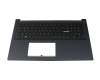 Clavier incl. topcase DE (allemand) noir/noir avec rétro-éclairage original pour Asus X1704ZA