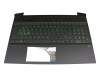 Clavier incl. topcase DE (allemand) noir/noir avec rétro-éclairage original pour HP Pavilion Gaming 15-ec2000
