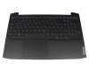 Clavier incl. topcase DE (allemand) noir/noir avec rétro-éclairage original pour Lenovo IdeaPad Gaming 3-15ARH05 (82EY)