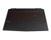 Clavier incl. topcase DE (allemand) noir/noir avec rétro-éclairage original pour MSI GL63 8RD (MS-16P6)