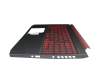 Clavier incl. topcase DE (allemand) noir/noir/rouge avec rétro-éclairage original pour Acer Nitro 5 (AN515-43)