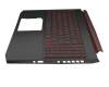 Clavier incl. topcase DE (allemand) noir/noir/rouge avec rétro-éclairage original pour Acer Nitro 5 (AN515-54)
