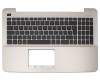 Clavier incl. topcase DE (allemand) noir/or original pour Asus K555LJ