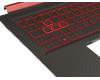 Clavier incl. topcase DE (allemand) noir/rouge/noir avec rétro-éclairage (Nvidia 1050) original pour Acer Nitro 5 (AN515-42)
