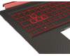 Clavier incl. topcase DE (allemand) noir/rouge/noir avec rétro-éclairage (Nvidia 1050) original pour Acer Nitro 5 (AN515-52)