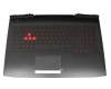 Clavier incl. topcase DE (allemand) noir/rouge/noir avec rétro-éclairage 150W original pour HP Omen 17-an000