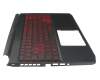 Clavier incl. topcase DE (allemand) noir/rouge/noir avec rétro-éclairage original pour Acer Nitro 5 (AN515-55)