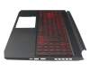 Clavier incl. topcase DE (allemand) noir/rouge/noir avec rétro-éclairage original pour Acer Nitro 5 (AN515-55)