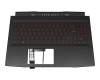 Clavier incl. topcase DE (allemand) noir/rouge/noir avec rétro-éclairage original pour MSI GF66 11UC/11UD/11SC (MS-1582)