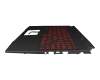 Clavier incl. topcase DE (allemand) noir/rouge/noir avec rétro-éclairage original pour MSI GF66 11UC/11UD/11SC (MS-1582)