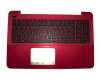 Clavier incl. topcase DE (allemand) noir/rouge original pour Asus X555LN