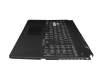 Clavier incl. topcase DE (allemand) noir/transparent/noir avec rétro-éclairage original pour Asus FA506QR