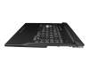 Clavier incl. topcase DE (allemand) noir/transparent/noir avec rétro-éclairage original pour Asus ROG Strix G531GV