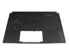 Clavier incl. topcase DE (allemand) noir/transparent/noir avec rétro-éclairage original pour Asus TUF Gaming A15 FA507NUR