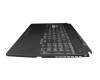 Clavier incl. topcase DE (allemand) noir/transparent/noir avec rétro-éclairage original pour Asus TUF Gaming F15 FX506HM