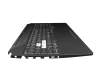 Clavier incl. topcase DE (allemand) noir/transparent/noir avec rétro-éclairage original pour Asus TUF Gaming F15 FX506HM