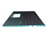 Clavier incl. topcase DE (allemand) noir/turquoise avec rétro-éclairage original pour Asus VivoBook S15 S530FN