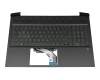 Clavier incl. topcase DE (allemand) noir/vert/noir avec rétro-éclairage original pour HP Pavilion Gaming 16-a0000