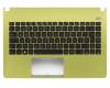 Clavier incl. topcase DE (allemand) noir/vert original pour Asus F401A