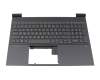 Clavier incl. topcase FR (français) argent/noir avec rétro-éclairage original pour HP Victus 16-d0000