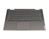 Clavier incl. topcase FR (français) gris/gris avec rétro-éclairage original pour Lenovo Yoga C740-14IML (81TC)