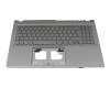 Clavier incl. topcase FR (français) gris/gris avec rétro-éclairage original pour Toshiba Satellite S50W-C