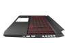 Clavier incl. topcase FR (français) noir/noir avec rétro-éclairage original pour Acer Nitro 5 (AN515-44)