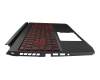 Clavier incl. topcase FR (français) noir/noir avec rétro-éclairage original pour Acer Nitro 5 (AN515-44)
