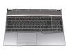 Clavier incl. topcase IT (italien) noir/gris avec rétro-éclairage original pour Toshiba Satellite S50W-C