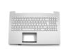 Clavier incl. topcase PO (portugais) argent/argent avec rétro-éclairage original pour Asus N550LF