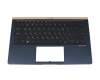 Clavier incl. topcase RU (russe) noir/bleu avec rétro-éclairage original pour Asus UX433FA