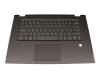 Clavier incl. topcase US (anglais) gris/gris avec rétro-éclairage original pour Lenovo IdeaPad Flex-15IML (81XH)