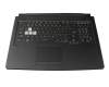 Clavier incl. topcase US (anglais) noir/transparent/gris avec rétro-éclairage original pour Asus TUF Gaming A17 FA706QM
