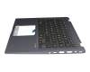 HQ21011573000 original Huaqin clavier incl. topcase DE (allemand) noir/bleu avec rétro-éclairage